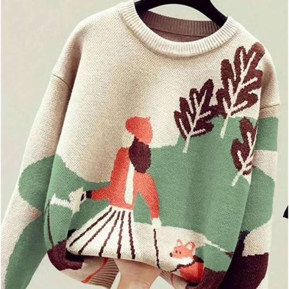 Pattern Long Sleeve Sweater, Elegant Knit Top, Women, Autumn/Winte - Picture 1 of 2